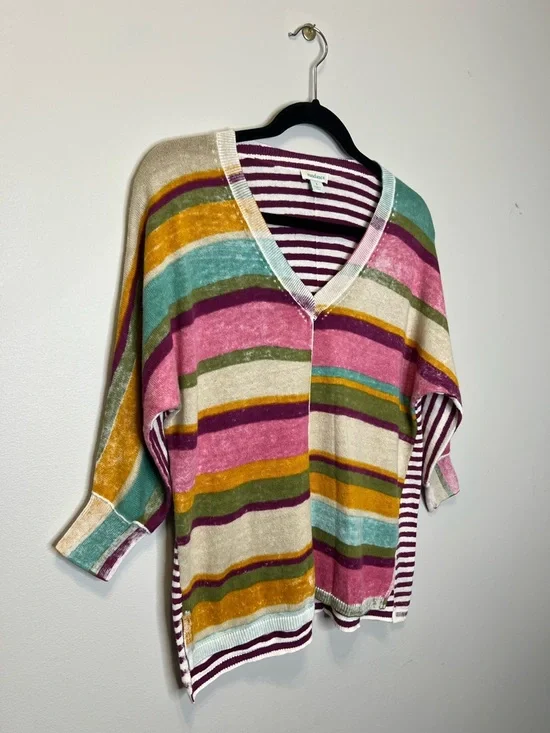SUNDANCE Johanna 100% Cotton Multi Stripe sweater Top size Small - Picture 3 of 10